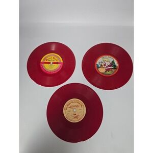 3 Vtg 50's Red Vinyl Children's Story Records untested